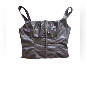 Fashion Nova Faux Leather Crop Top Brown~ Plus Size 1XL